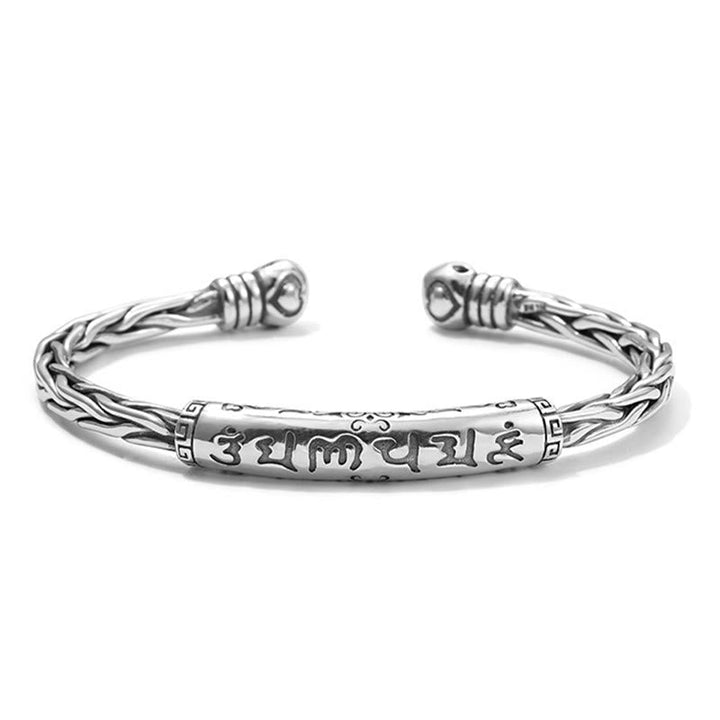 Silbernes Armband Om Mani Padme Hum – Fokus gedrehte Struktur