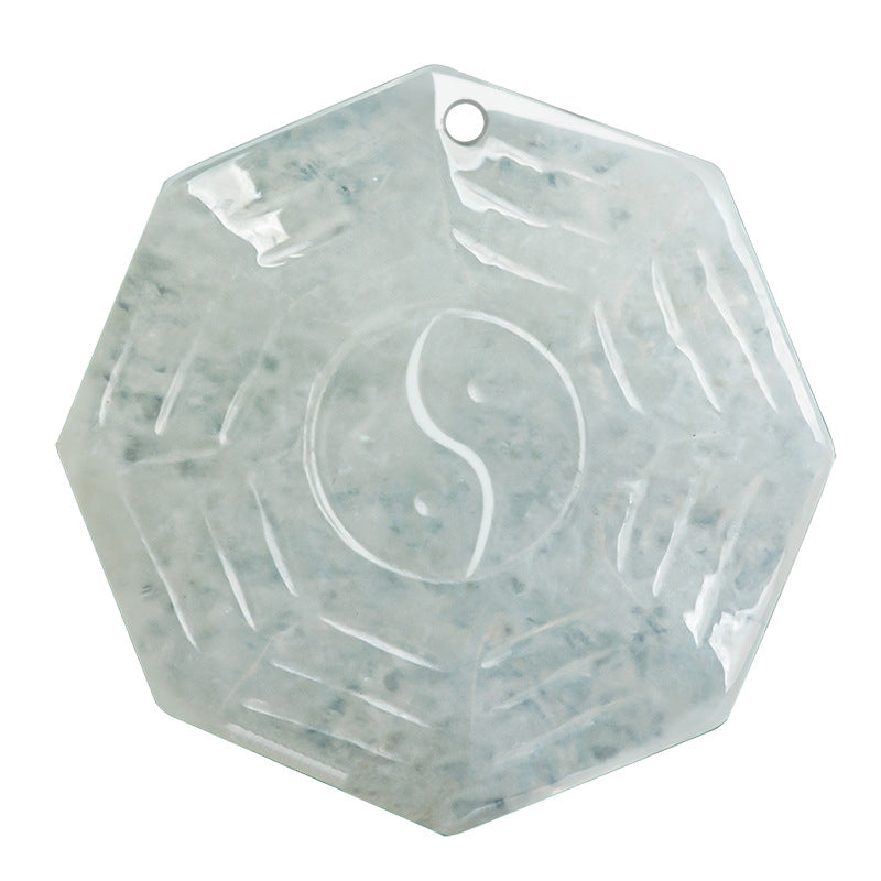Jade Anhänger Yin Yang Bagua Naturstein oktagonal