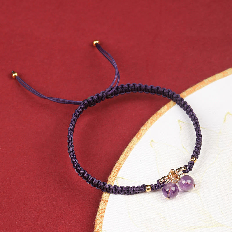 Armband Amethyst Quarz mit lila Steinen dunkelblau Kordel