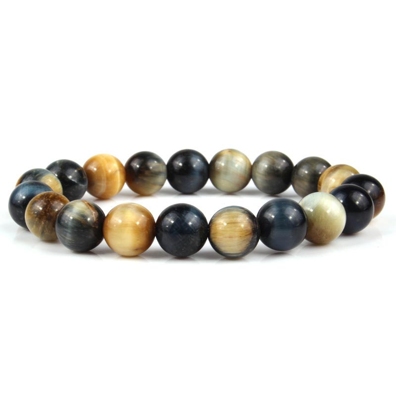 Armband Tigerauge Kristall – Heilung braun schwarz gold Perlen elastisch