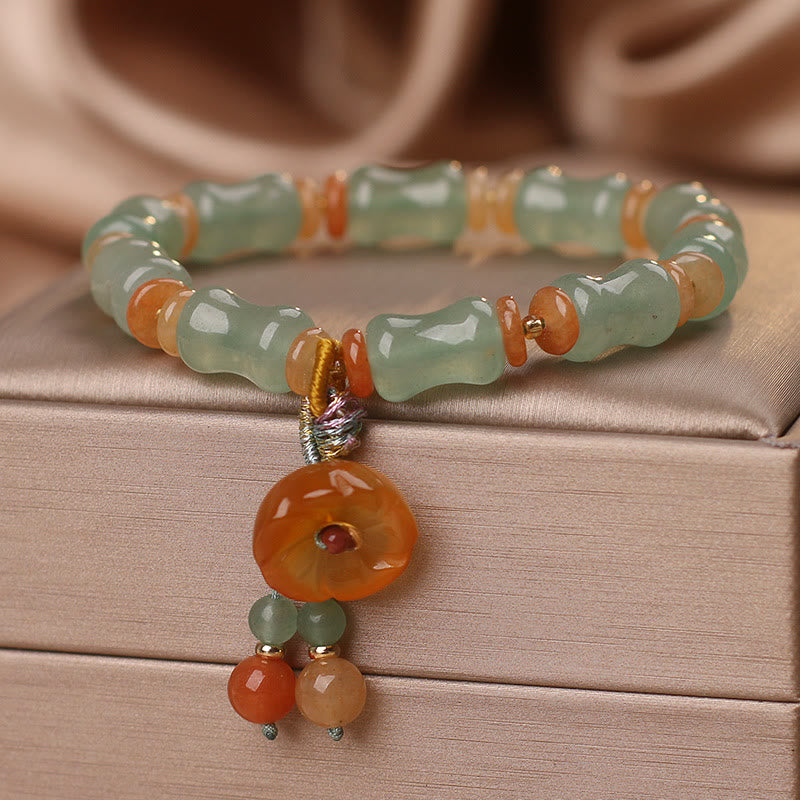 Armband Jade Bambus – Glück mit Karneol Anhänger elegantes Design