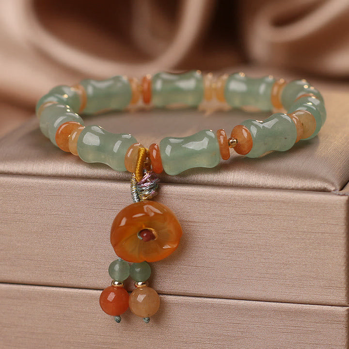 Armband Jade Bambus – Glück mit Karneol Anhänger elegantes Design