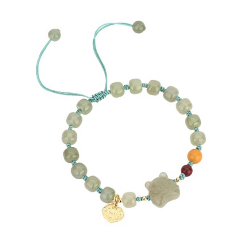 Jade Armband Chinesisches Tierkreis Segen mit türkiser Schnur elastisch