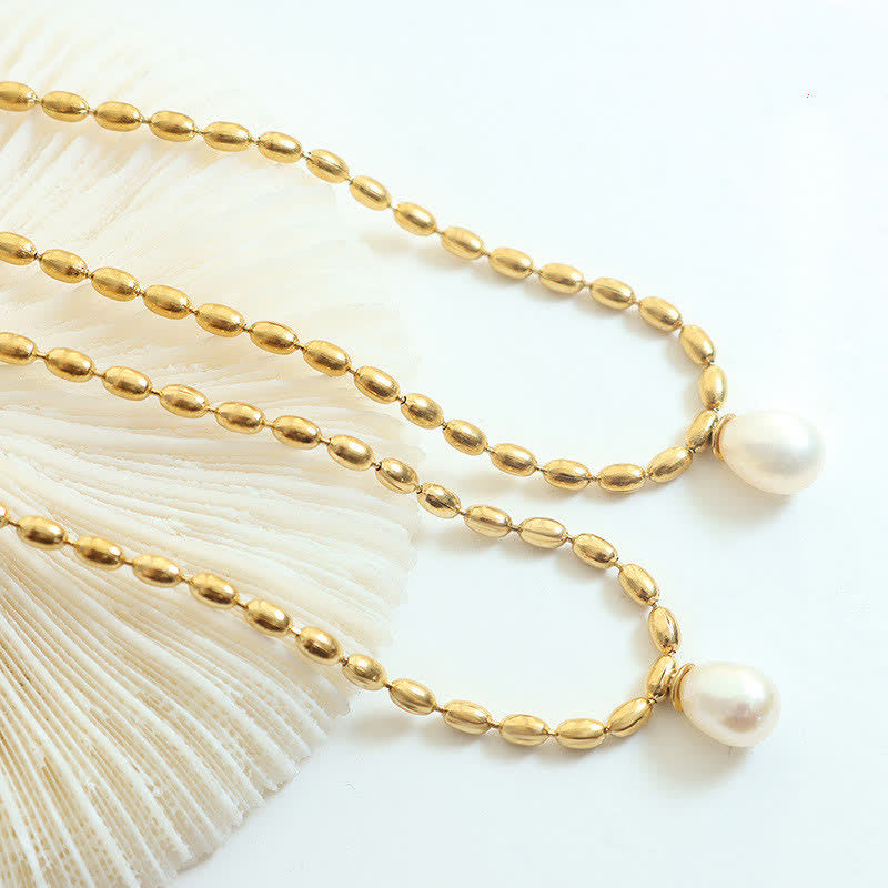 Anhänger Kette Perle gold Gliederkette elegant
