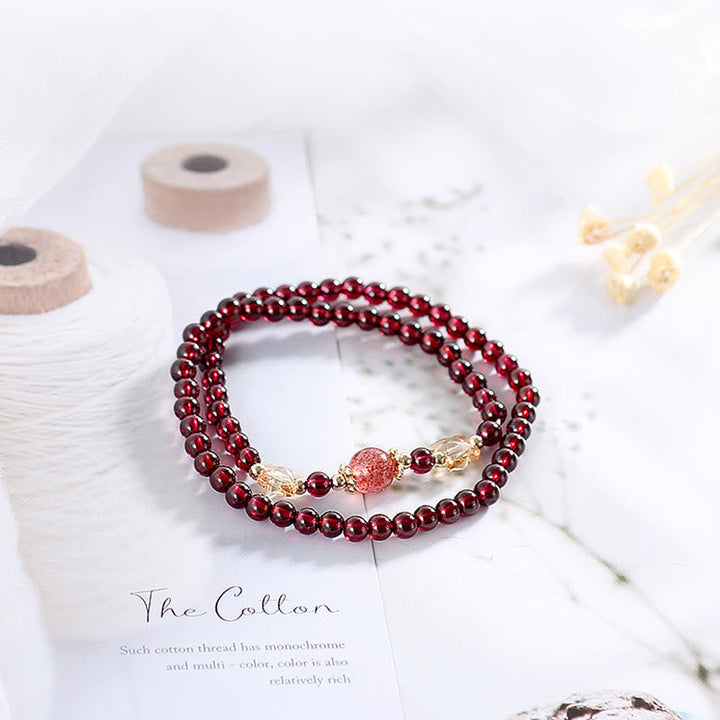 Armband Erdbeerquarz Granat Schmetterling – Schutz