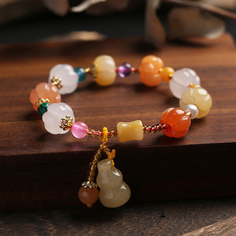 Buntes Kristall Jade Armband Pixiu mit Glücksbringern Wohlstand elegant.
