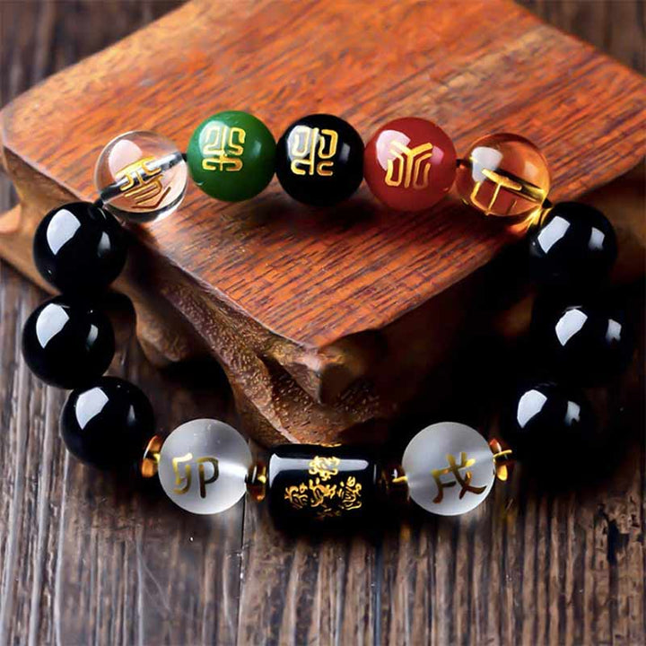 Armband Obsidian Roter Achat - Reichtum Wohlstand
