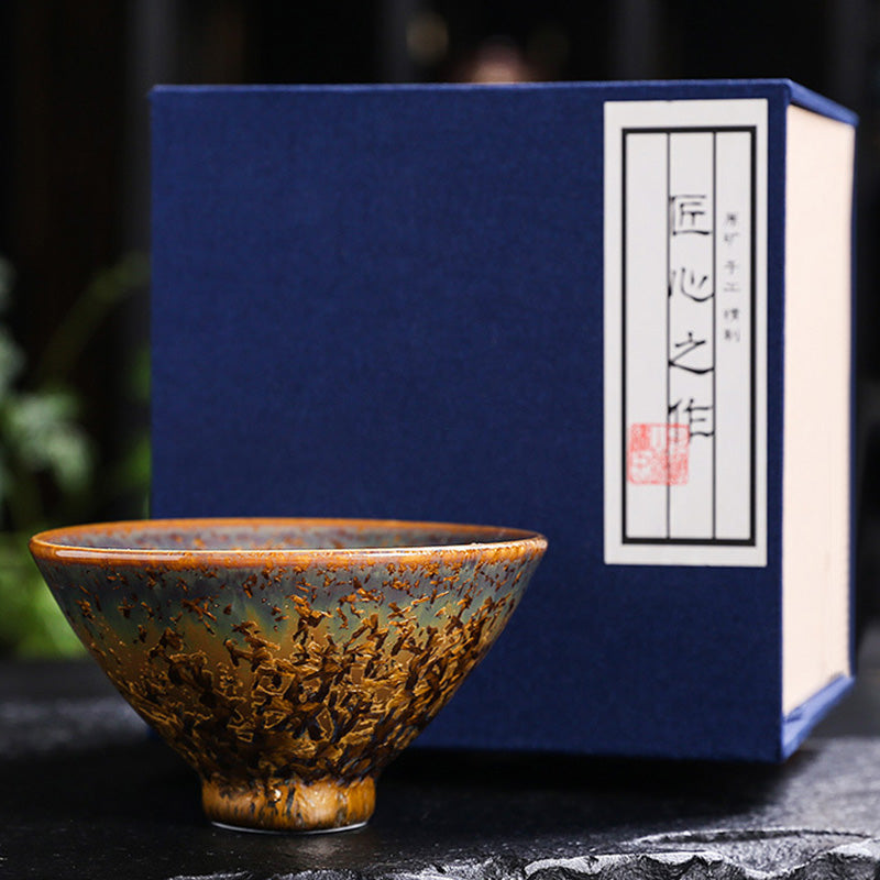 Matcha Schale Keramik Braun Bunt 100 ml mit Geschenkbox