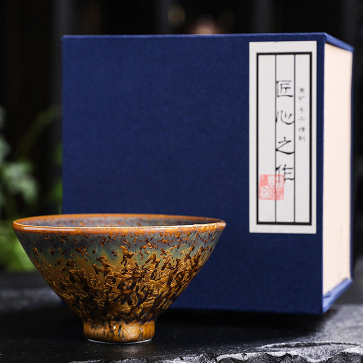 Matcha Schale Keramik Braun Bunt 100 ml mit Geschenkbox