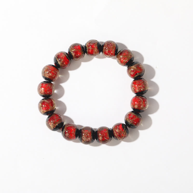 Rotes Armband Classic mit goldenen Akzenten Glück Wohlstand elegante Perlen