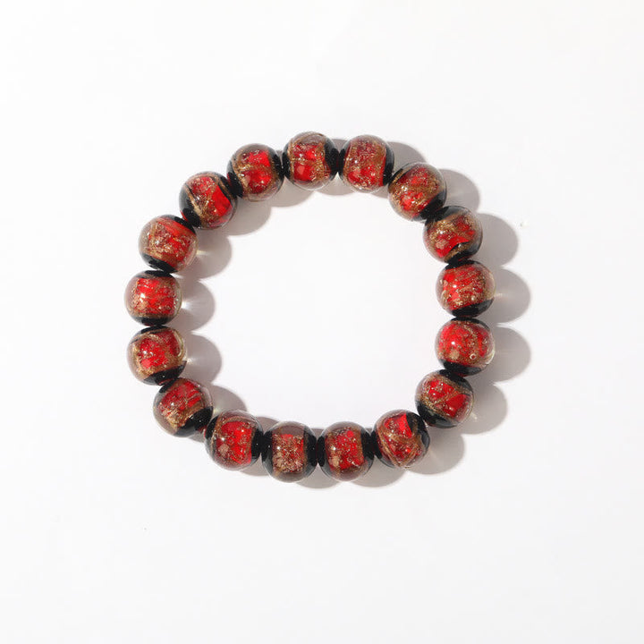 Rotes Armband Classic mit goldenen Akzenten Glück Wohlstand elegante Perlen