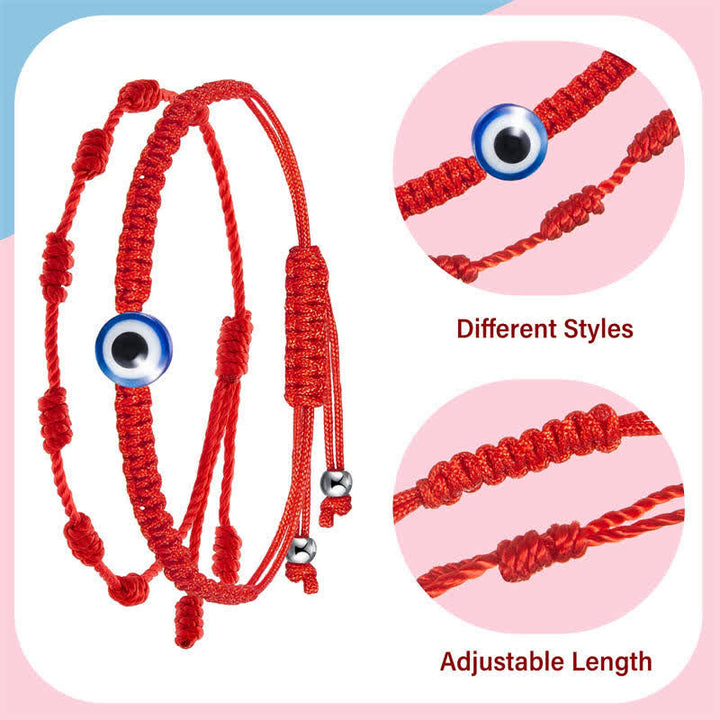 Armband Böses Auge 7 Rotes Band - Schutz 4er Set