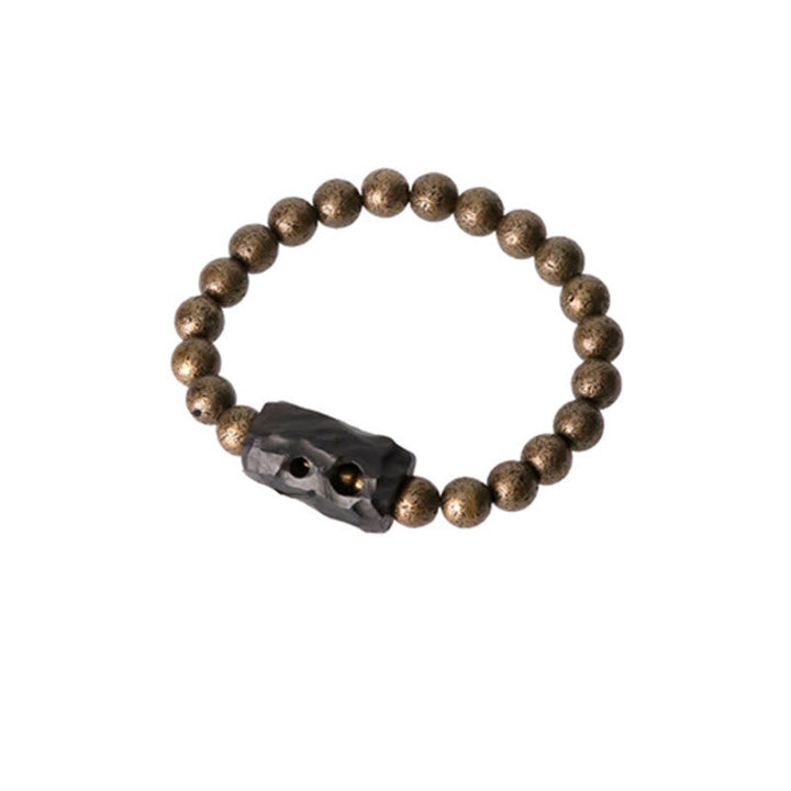 Armband Kupfer Ebenholz mit braunen Perlen und schwarzem Verschluss elegant
