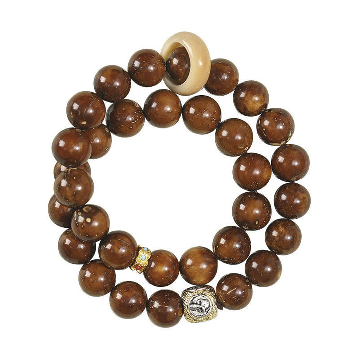 Armband Bodhi – Wohlstand Balance braune Perlen Naturstein elastisch Verschluss