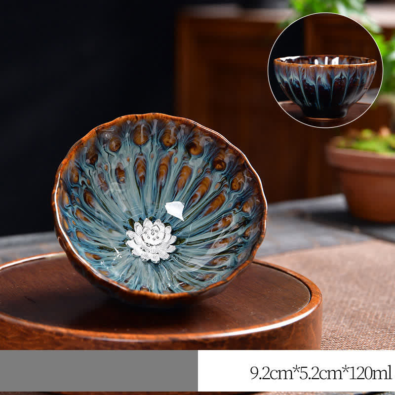 Große Teetasse Silber / Lotus