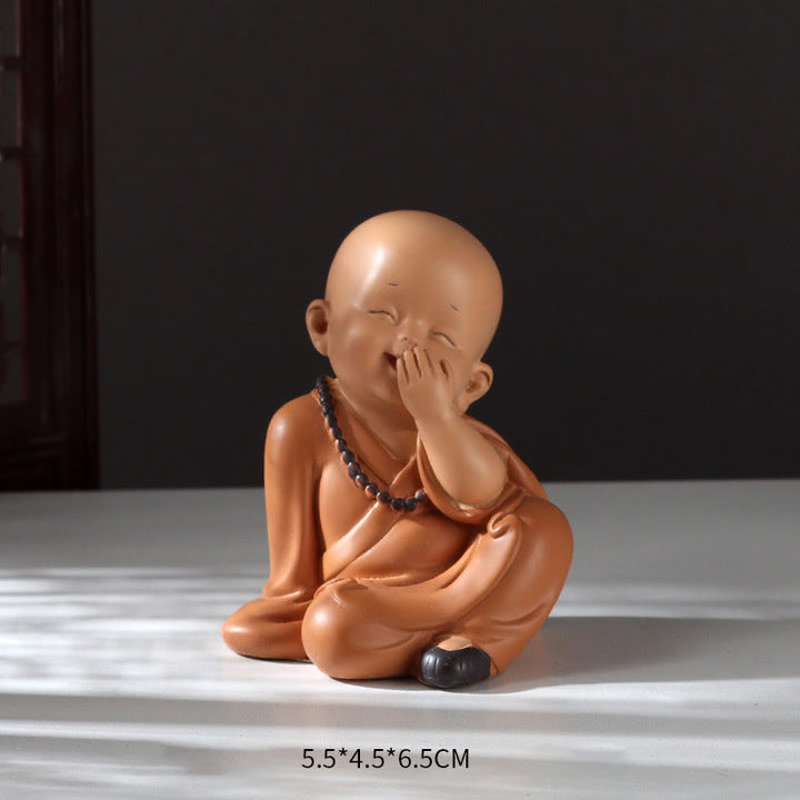 Kleiner Buddha Figur Mönch Harz Mund bedeckender Mönch