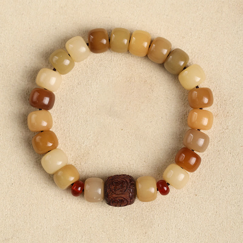 Bodhi-Samen Armband mit braunem Stein Perlen Naturstein elastisch.