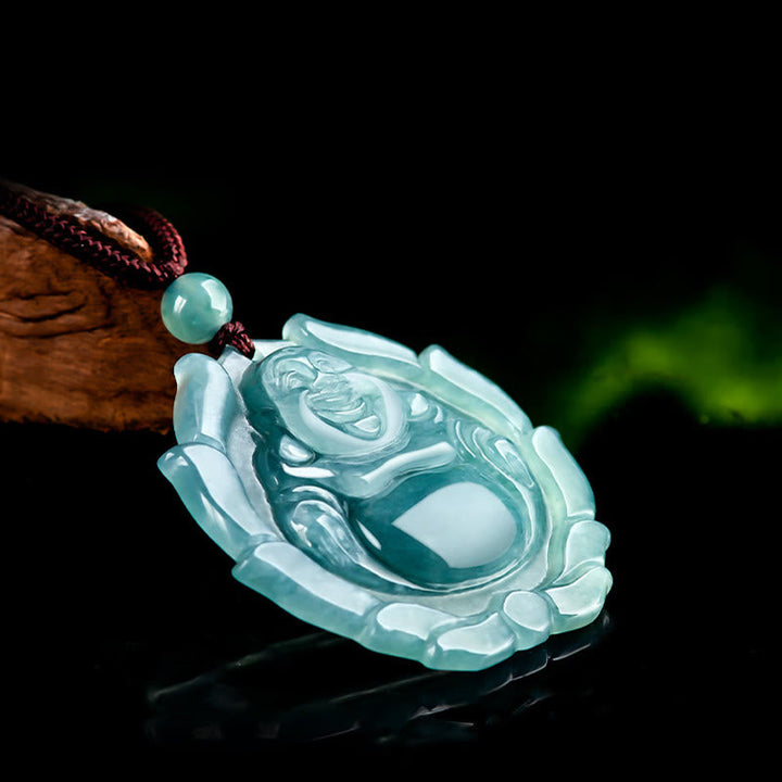 Kette Grüne Jade Lachender Buddha Harmonie