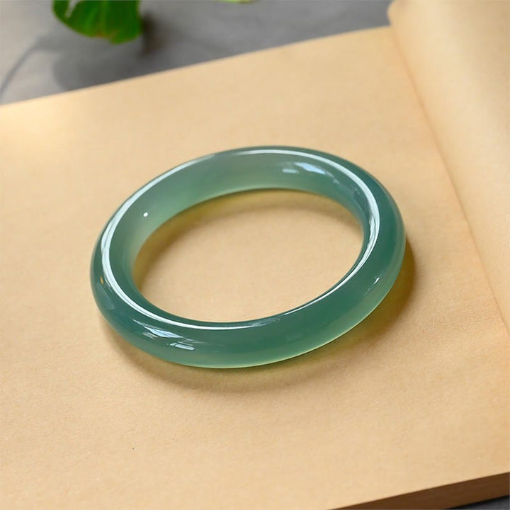 Armband Grün Chalcedony Stärke Armreif glatter polierter Naturstein elegant