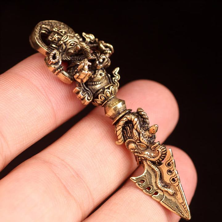 Kette Tibetsteine Ganesha Vajra Wohlstand Bronze Phurba