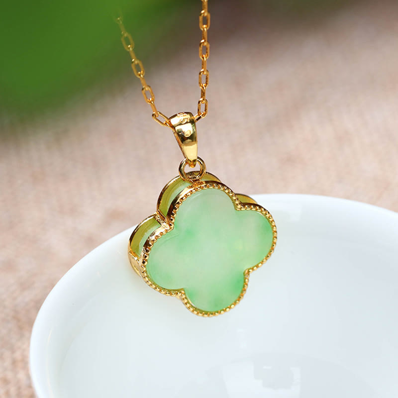 Jade Buddha Glück Kette mit grünem Jadestein Anhänger Gold