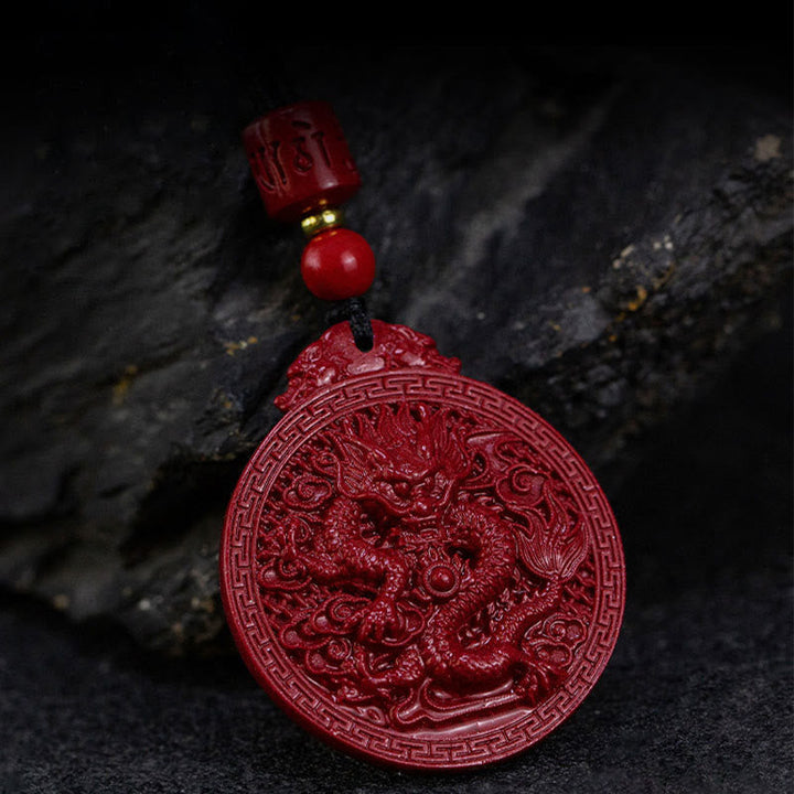 Kette Drache Zinnober Rot Schutz Glück