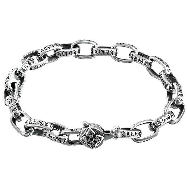 Silbernes Armband Kupfer Om Mani Padme Hum Kettenglied Schmuck Detailansicht