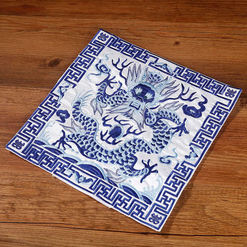 Tee Untersetzer Kranich Phönix Drache Kirin Blau-Weißer Drache