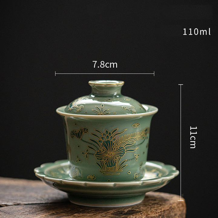 Teetassen Mit Untertassen Gaiwan Blume Lachs Gaiwan Teetasse