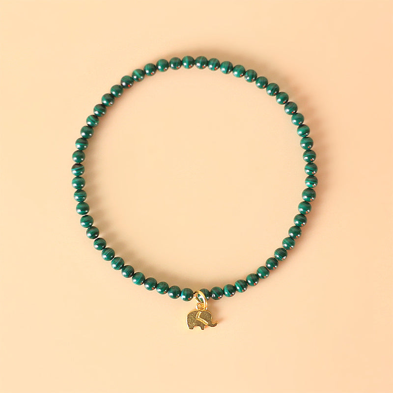 Armband Malachit mit Elefant Anhänger grüne Perlen elastisch