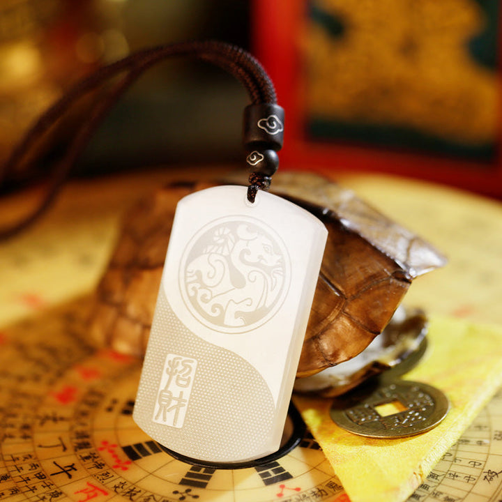 Kette weiße Jade Pixiu Yin Yang Schutz Anhänger