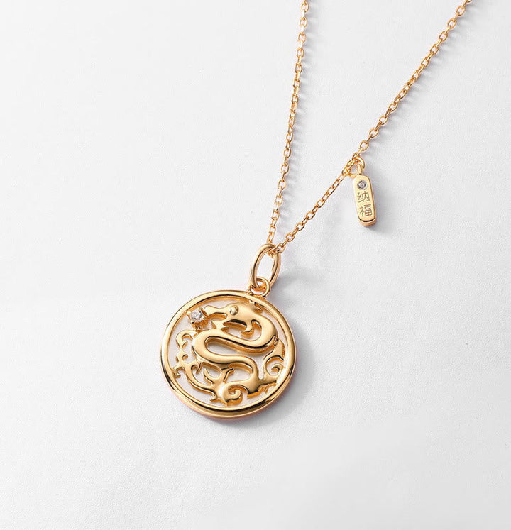 Anhänger Kette Tridacna Fu-Zeichen Drachen Gold Stärke