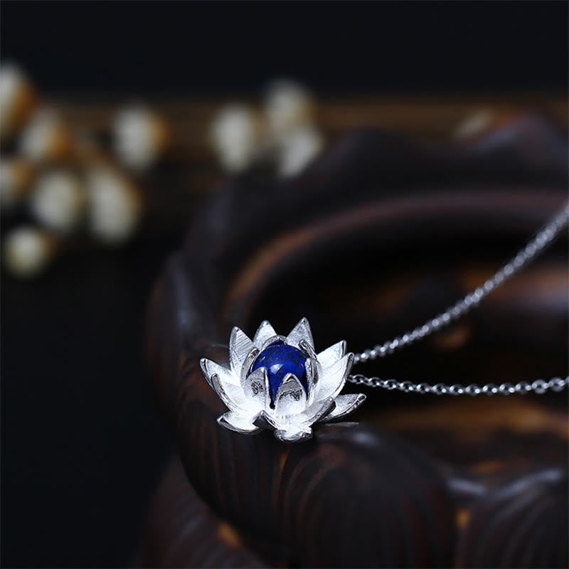 Silberanhänger Lotus Lazurit Kette Klarheit
