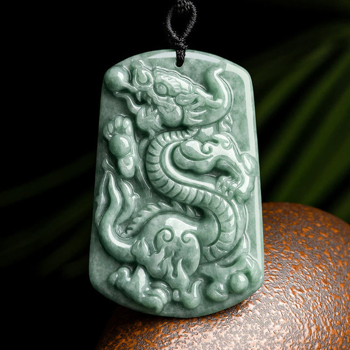 Kette Jade Drachen Amulett Tierkreis Erfolg grün