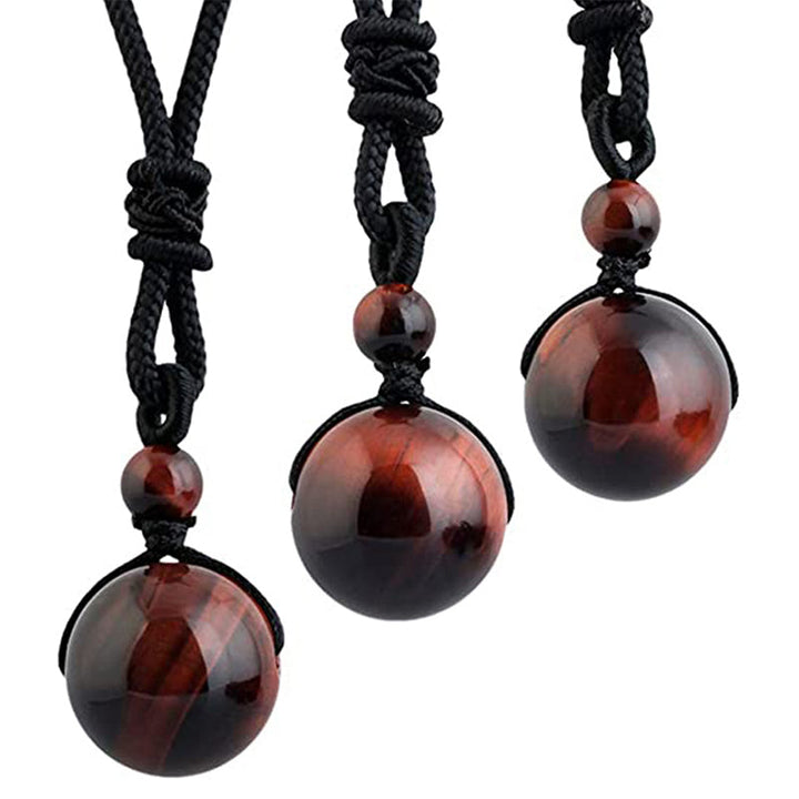 Kette Tigerauge Obsidian Anhänger schwarze Schnur drei Varianten
