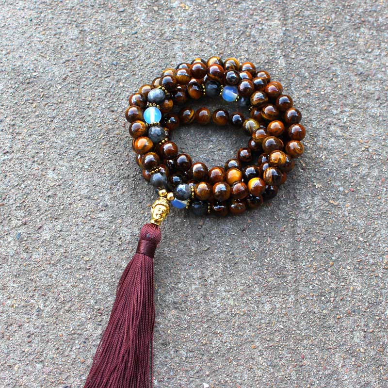 Kette Tigerauge Buddha – Stärke & Kraft – Bild 5 – Kette Tigerauge Buddha Stärke Kraft Mala Perlen Naturstein Anhänger