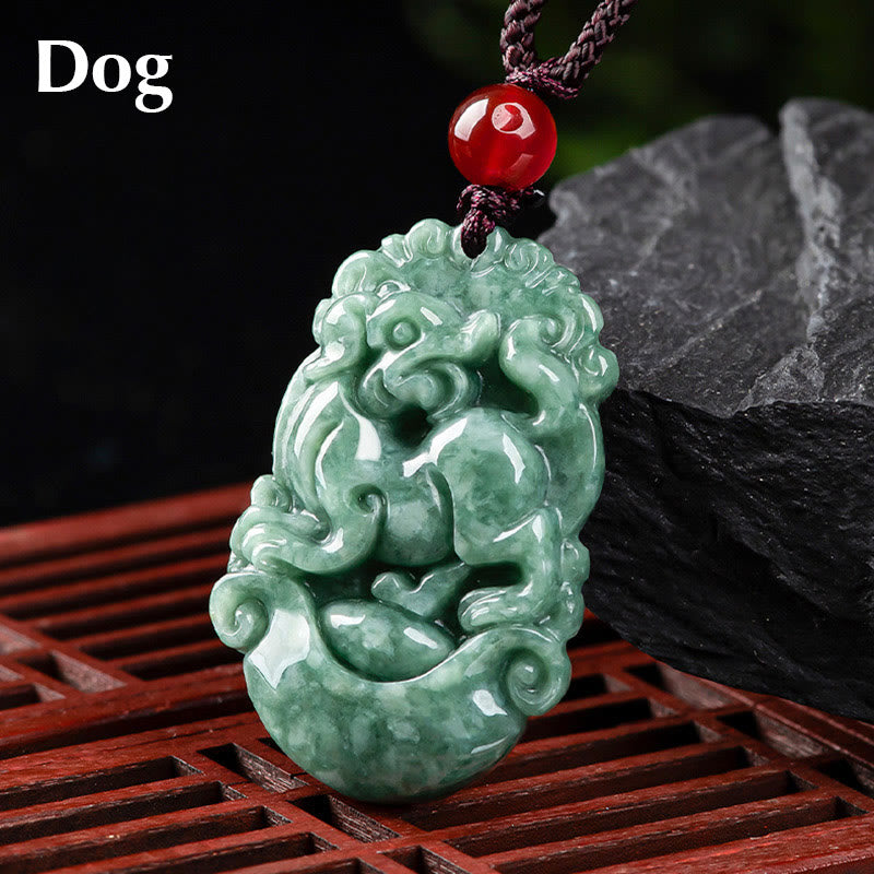 Kette Jade Chinesischer Tierkreis – Wohlstand & Fokus – Bild 23 – Jade Kette Chinesischer Tierkreis Hund Anhänger grüner Stein Wohlstand