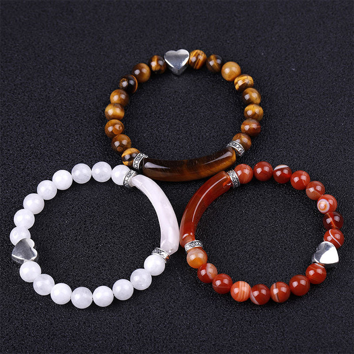 Kristall Perlen Armband Unisex mit Herz Anhänger drei Varianten