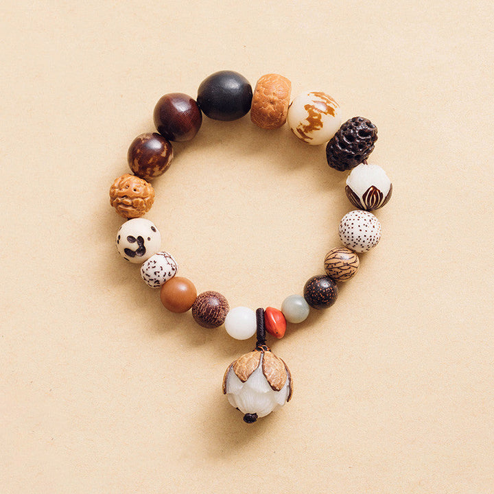 Armband Bodhi Lotus – Frieden mit bunten Naturstein Perlen Anhänger