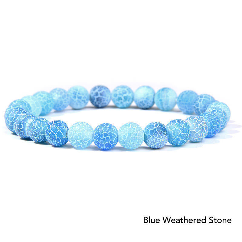 Armband Kristall Achat – Balance blaues Weathered Stone elastisch Perlenarmband