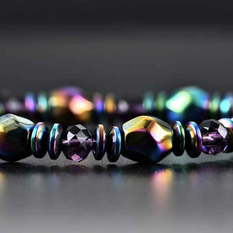 Armband Regenbogen Hämatit – Wohlbefinden schwarze glänzende Perlen Schmuck