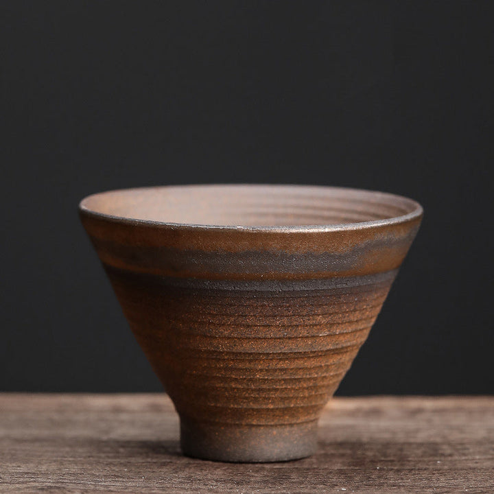 Teeschale Schlichte Braune Streifen Keramik Antik Japanischer Stil