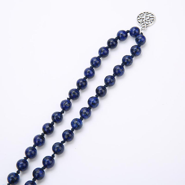 Lapis Lazuli Mala 108 Perlen Gebet Yoga Kette Silber Charm Flachlage