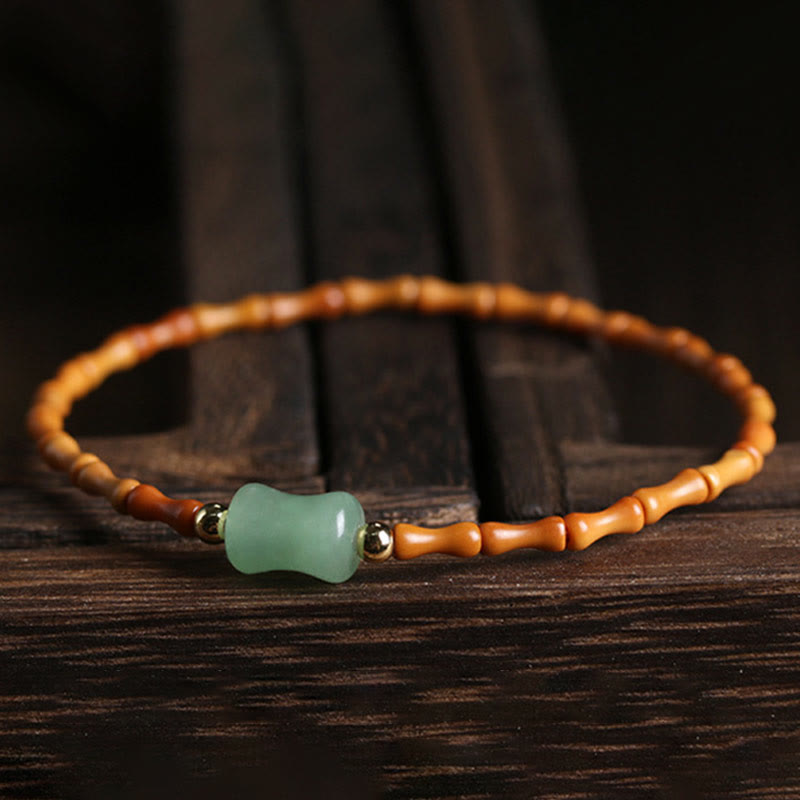 Armband Grüner Aventurin Bambus – Glück mit Holzperlen elegantes Design