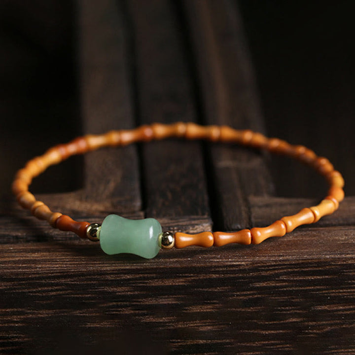 Armband Grüner Aventurin Bambus – Glück mit Holzperlen elegantes Design