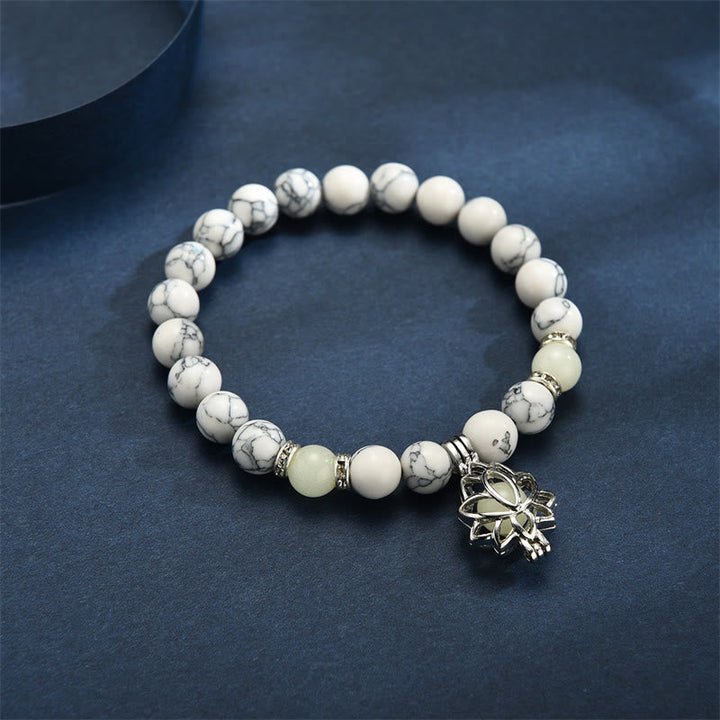 Armband Leuchtstein Türkis Lotus "Schutz"