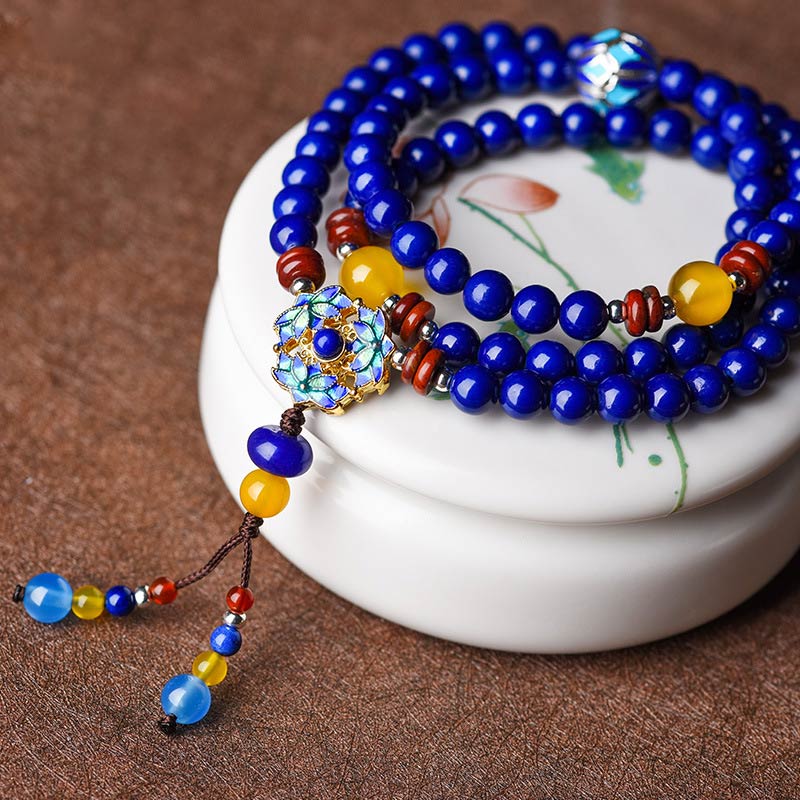 Lazurit Armband mit gelben Achat Perlen Positiv Energie Schmuck
