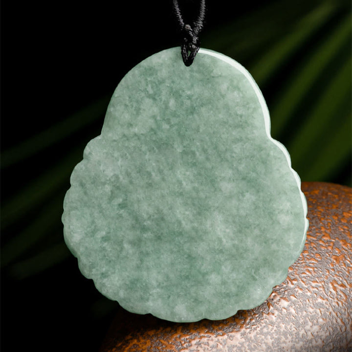 Anhänger Kette Jade Buddha Wohlstand grün Naturstein