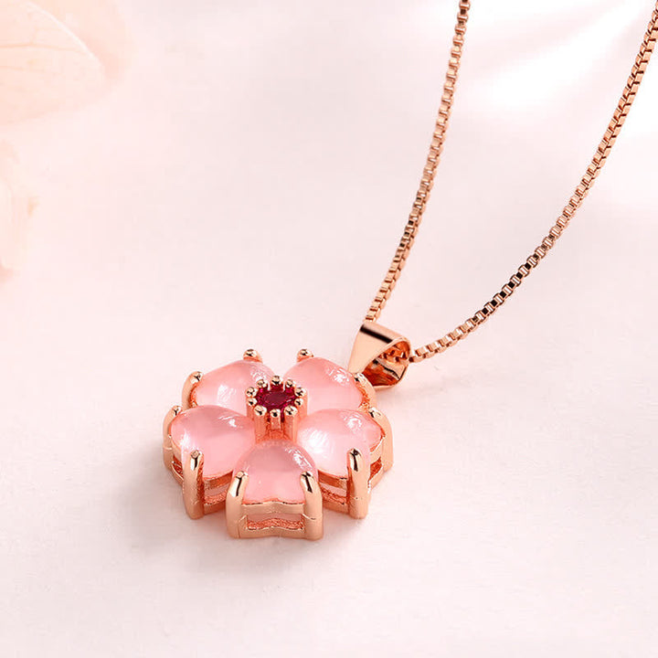 Kette Rosenquarz Blume Anhänger rosa Stein Roségold Halskette Schmuck