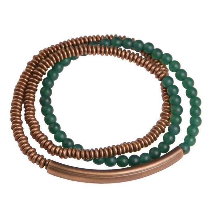 Armband Kupfer Achat grüne Steine elastisch Schutz Naturstein